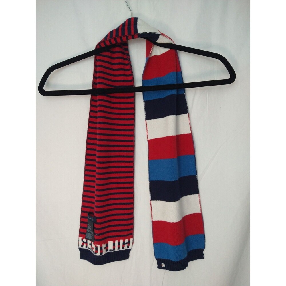 Tommy Hilfiger Red White Blue 100% Cotton Scarf Preppy Academia Spell Out Logo - Picture 7 of 8